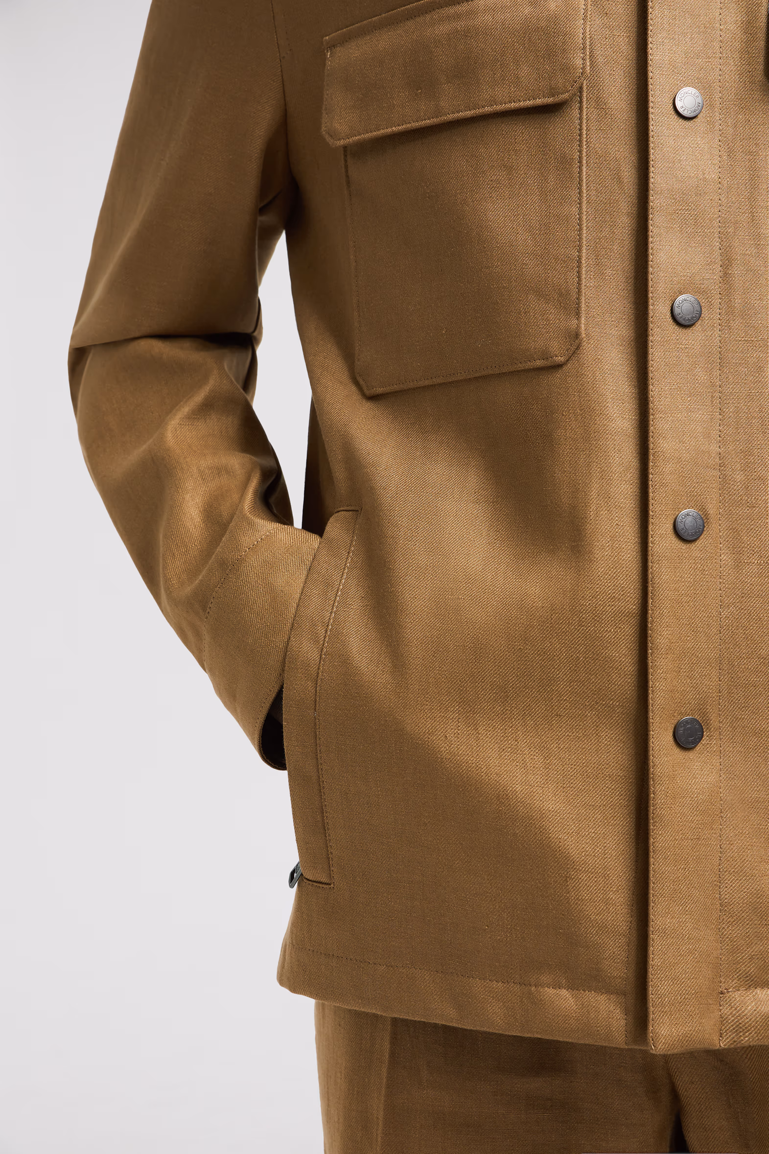 Callaqui Linen Shirt Jacket Men Brown Moncler 8
